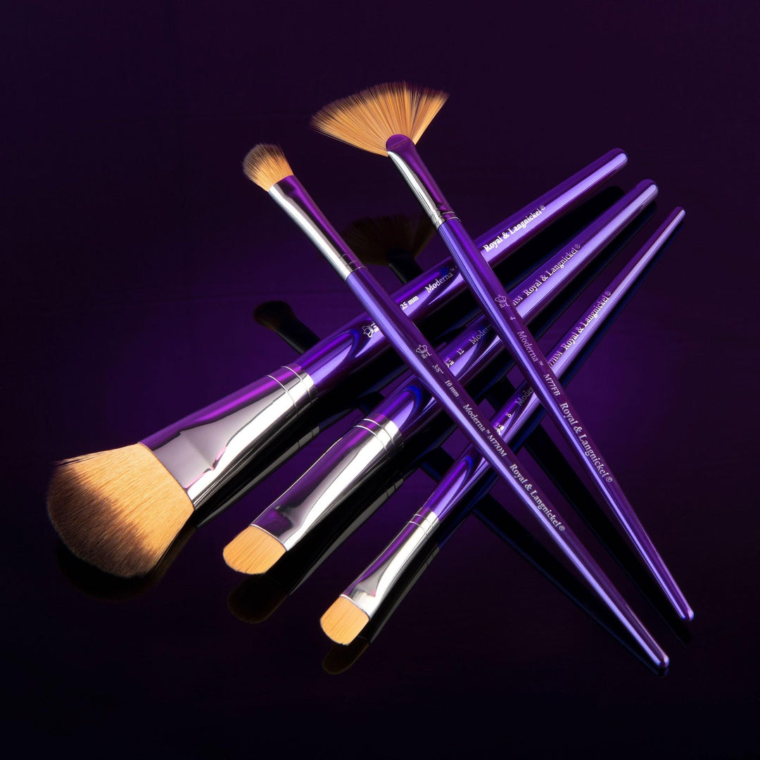 Royal &amp; Langnickel Moderna, 5pc Oval Mop Variety Brush Set for All Painting Mediums, Includes - Mop, Fan &amp; Half Moon Brushes Purple