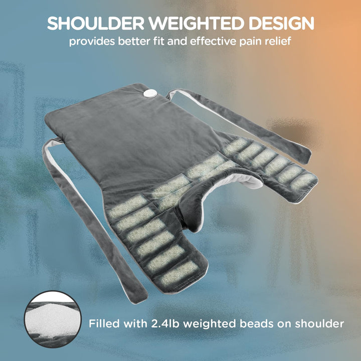 Comfytemp Heating Pad for Back Pain Relief, FSA HSA Eligible 22x33 XXL Weighted Electric Neck Shoulders Heat Pad, 2H Auto-Off, Large Back Heated Wrap, Birthday Gifts for Women Men, Washable, Gray