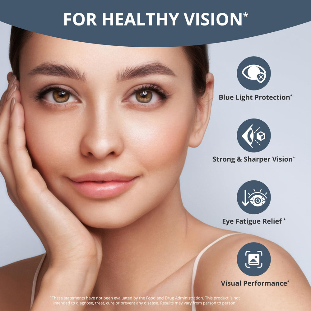 AREDS 2 Eye Vitamins Eye Health with Beta Carotene Carrot Powder, 20mg Lutein, 4mg Zeaxanthin, Bilberry, Grape Seed, BioPerine, B-Complex, Multivitamin for Eye Health - 60 Vegan Capsules