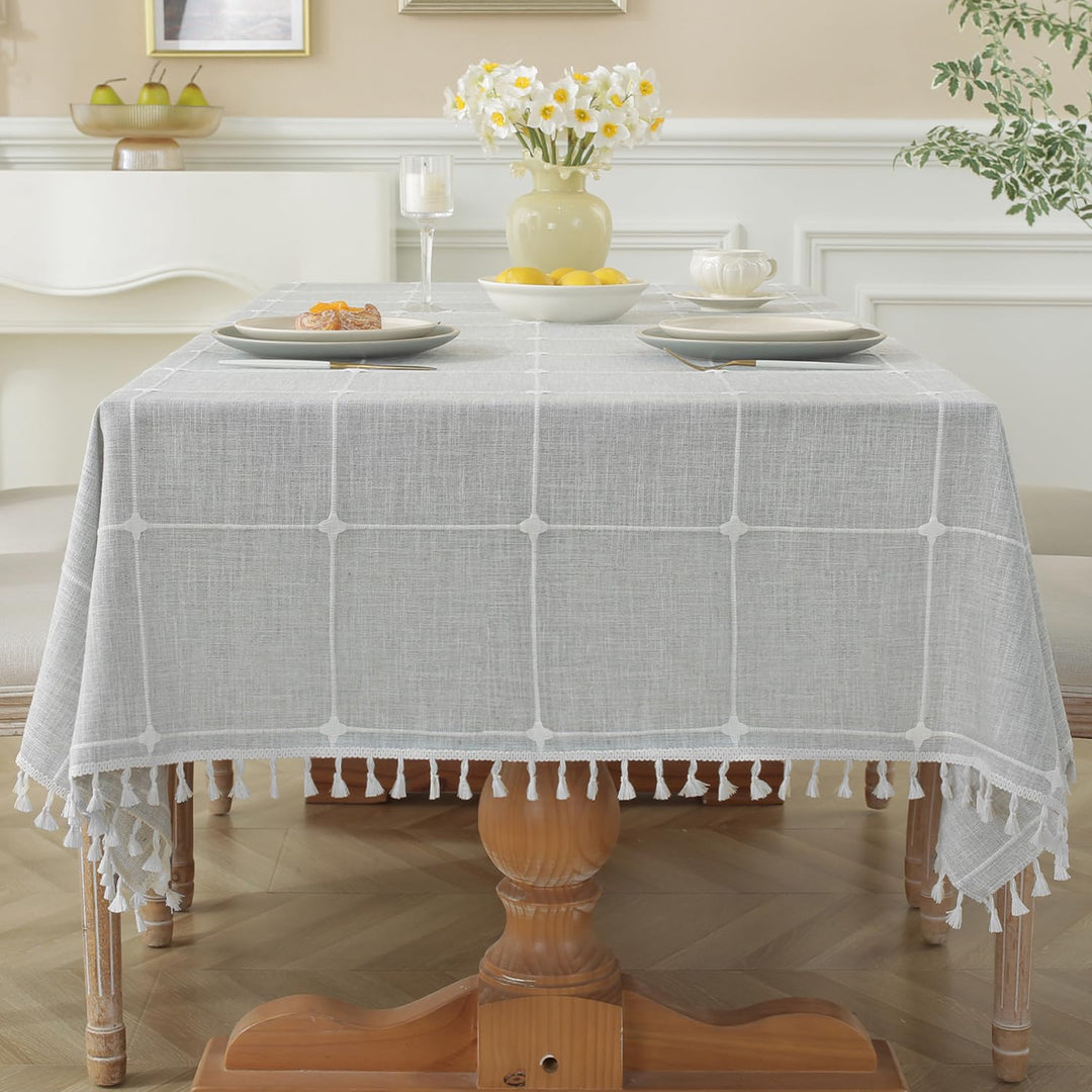 Laolitou Rustic Tablecloth Cotton Linen Waterproof Burl