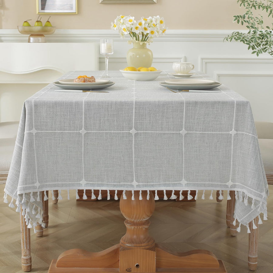Laolitou Rustic Tablecloth Cotton Linen Waterproof Burl