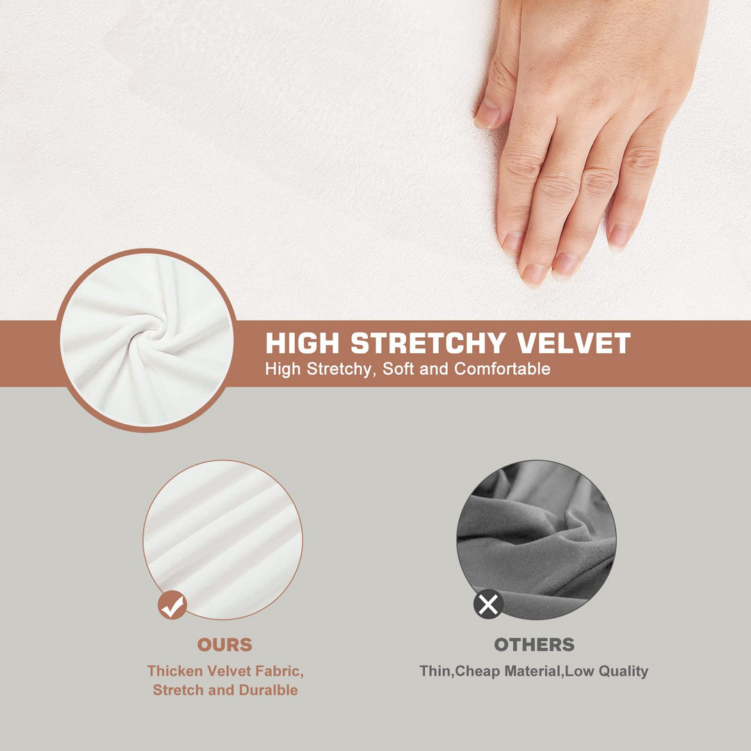 NeColorLife Office Chair Cover with Armrest Covers Velvet Computer Chair Cover Thick Stretchable High Back Desk Chair Covers for Universal Large Boss Rotating Chair,Ivory White