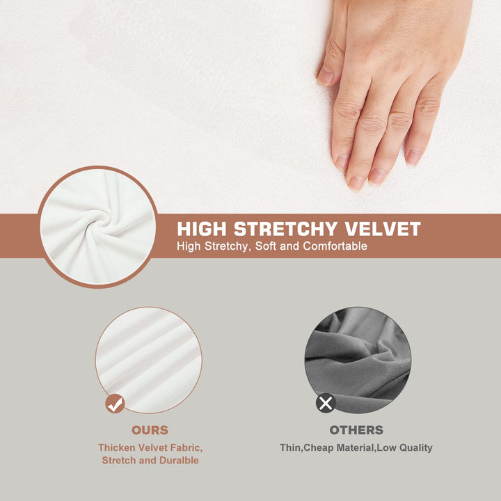 NeColorLife Office Chair Cover with Armrest Covers Velvet Computer Chair Cover Thick Stretchable High Back Desk Chair Covers for Universal Large Boss Rotating Chair,Ivory White