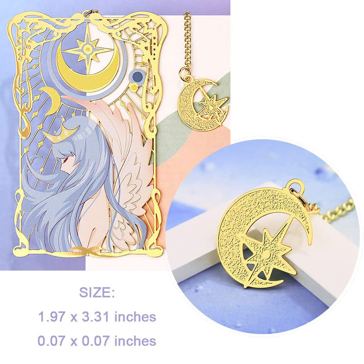 Cute Metal Tarot Elf Bookmarks for Women Girls Book Lovers Anime Bookmark Moon Gifts for Readers Best Friends -TE1