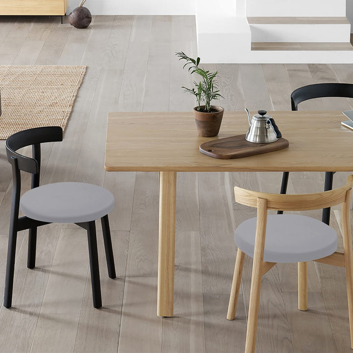Bar Stool Covers Round, 2 Pcs Stool Slipcovers High Elastic, Circle Chair Covers, Soft &amp; Easy to Clean Chair Seat Cushion Slipcover Fit for Stool of Dia 14-17 Inch , Grey