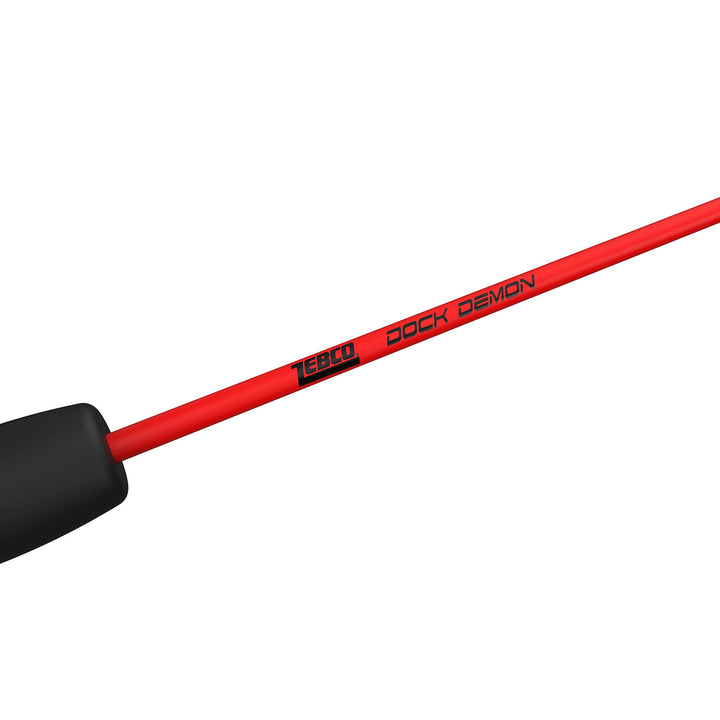 Zebco Dock Demon Spincast Reel and Fishing Rod Combo, 30-Inch 1-Piece Fiberglass Fishing Pole with EVA Handle, QuickSet Anti-Reverse Fishing Reel, Pre-Spooled with 6-Pound Zebco Line, Red, 20