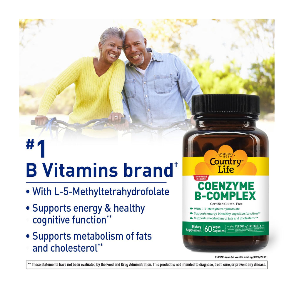 Coenzyme B-Complex, 60 Capsules – Supports Energy & Metabolism, Mood & Cognitive Function – Vegan, Gluten-Free, Bioavailable B Vitamins with Choline