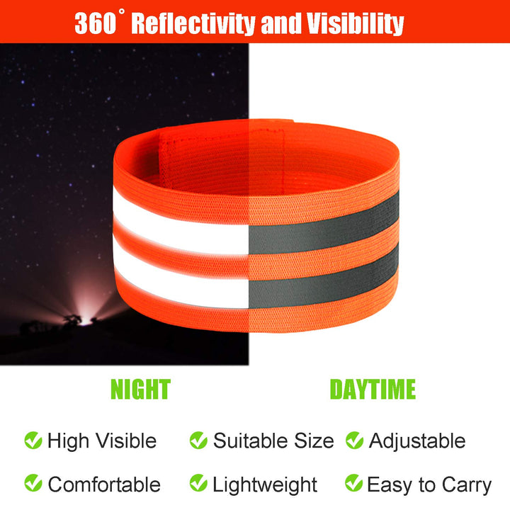 16 Pieces Reflective Bands Reflector Bands for Wrist, Arm, Ankle, Leg, High Visibility Reflective Gear Safety Reflector Tape Straps for Night Walking, Cycling and Running (Green, Orange)