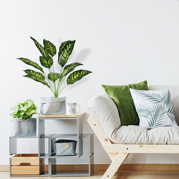 4pcs Small Fake Plants Potted Artificial Mini Fake Plant Set Greenery Evergreen Lotus Leaf Clover Luau Leaf for Desk Table Home Office Room Bedroom Decoration