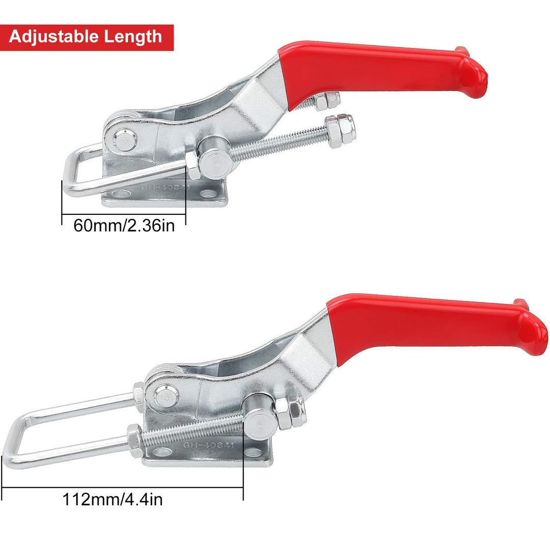 Abuff 2pcs Adjustable Toggle Clamp Set, Anti-Rust 2000lbs Heavy Duty Latch-Action Toggle Latches, Red Toggles Clamps Vertical Quick Release for Door, Box Case Trunk, Jig, Pull Latch