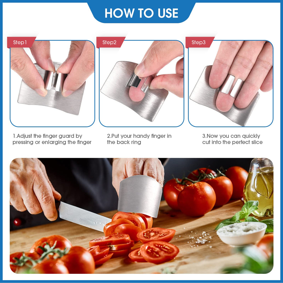 9 Pieces Finger Guard for Cutting Vegetables, Stainless Steel Finger Protector, Knife Finger Protector, Thumb Guard Peelers for Onion Holder Slicer Kitchen Tool Avoid Hurting When Slicing and Chopping