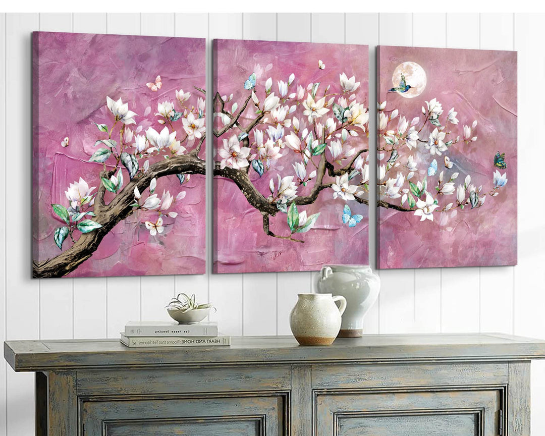 RAMEER Cherry Blossom Wall Art Floral Wall Decor Living