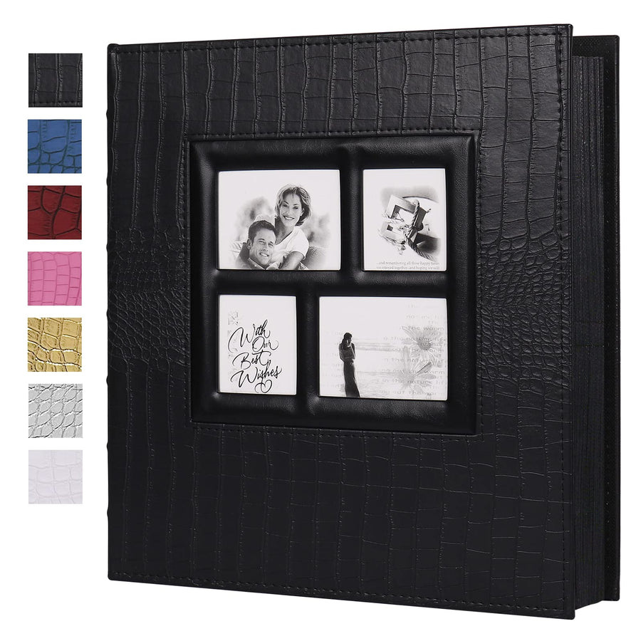 Photo Album 600 Pockets Leather Cover Black Pages Big Capacity for 4x6 Photos Book Hardcover Wedding Gift Valentines Day Present Family Baby Albums