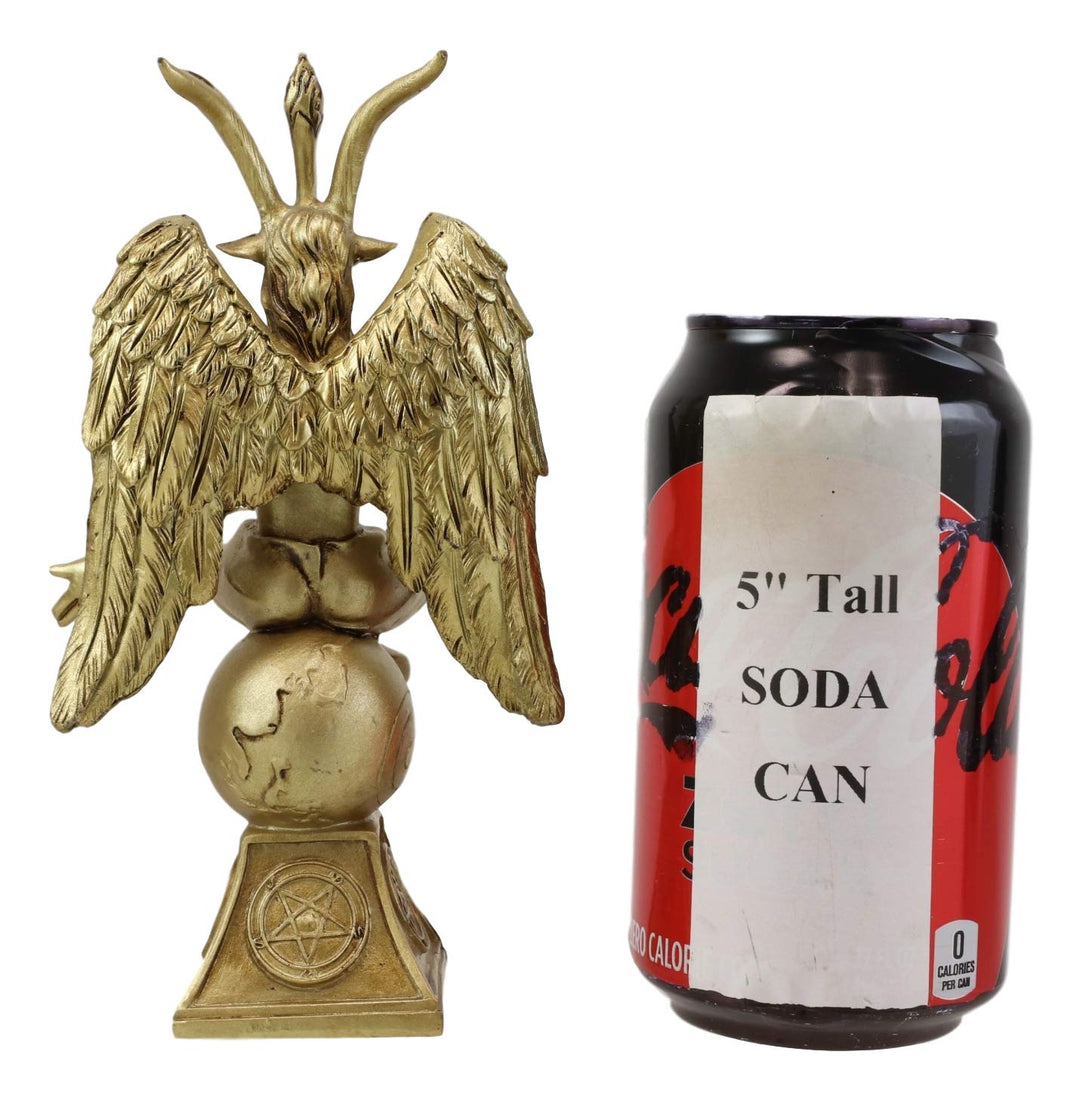 Sabbatic Goat Idol Baphomet Resin Statue Occultic Illuminati The Horned God Goat of Mendes Altar Sculpture Figurine (6.5 Tall Gold Patina)