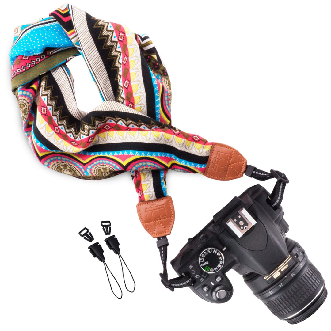 Soft Scarf Camera Neck Shoulder Strap Belt Compatible with All DSLR/SLR/Digital Camera (DC) / Instant Camera Etc, Multicolored