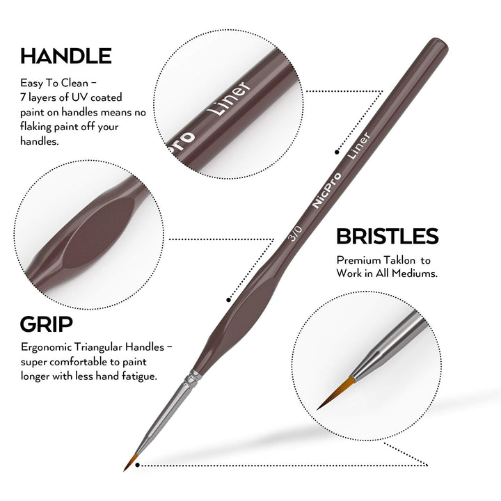 Nicpro Micro Detail Paint Brush Set - 7 PCS Tiny Miniat
