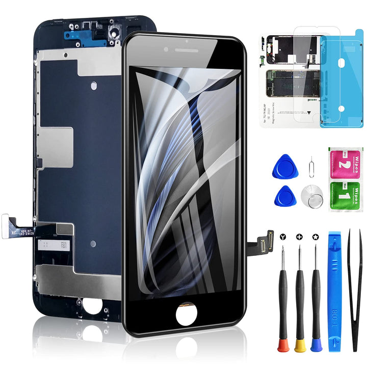 for iPhone 8/ SE 2020 2nd Generation Screen Replacement Black, LCD Touch Screen Digitizer with Repair Tools for A2275, A2298, A2296 with Waterproof Seal+Repair Tools+Screen Protector