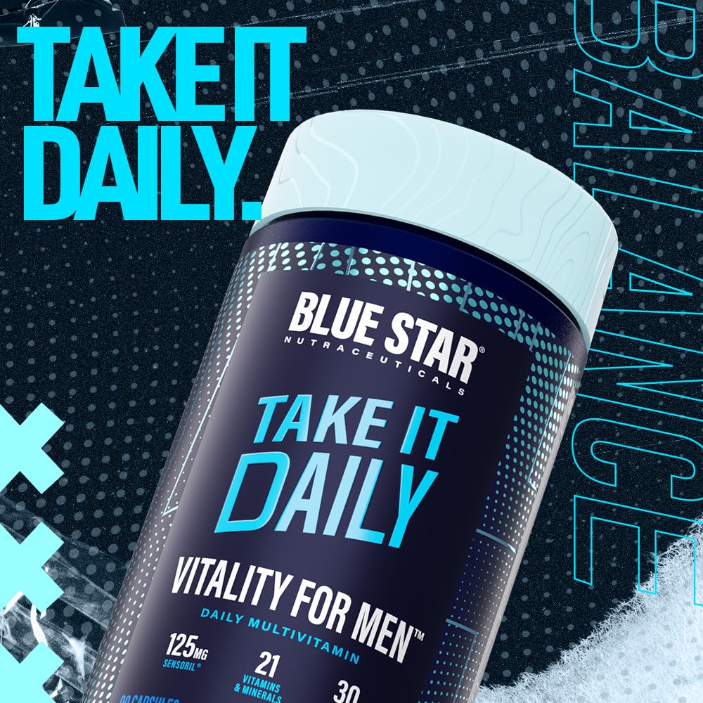Vitality for Men - Multivitamin & Mineral Formula for Men who Workout, w/Ashwagandha and B-Vitamins - Energy You’ll Notice - 90 Veggie Capsules
