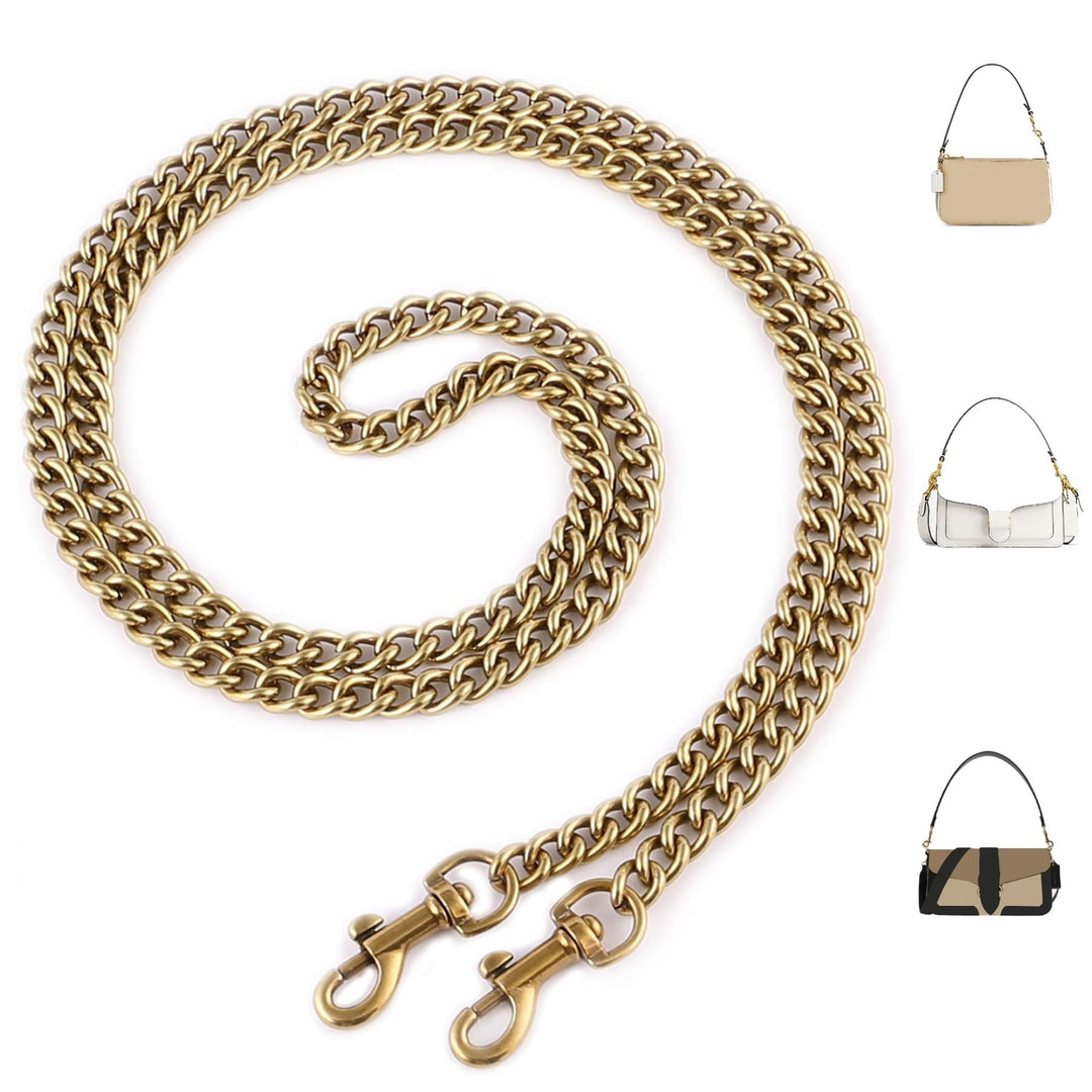 Gold Purse Chain Strap,Metal Flat Chunky Crossbody Chain Strap Replacement,Compatible with Nolita 19/Tabby 26/Georgie 27 and More C.oach Bag (Copper Golden,43 110CM)