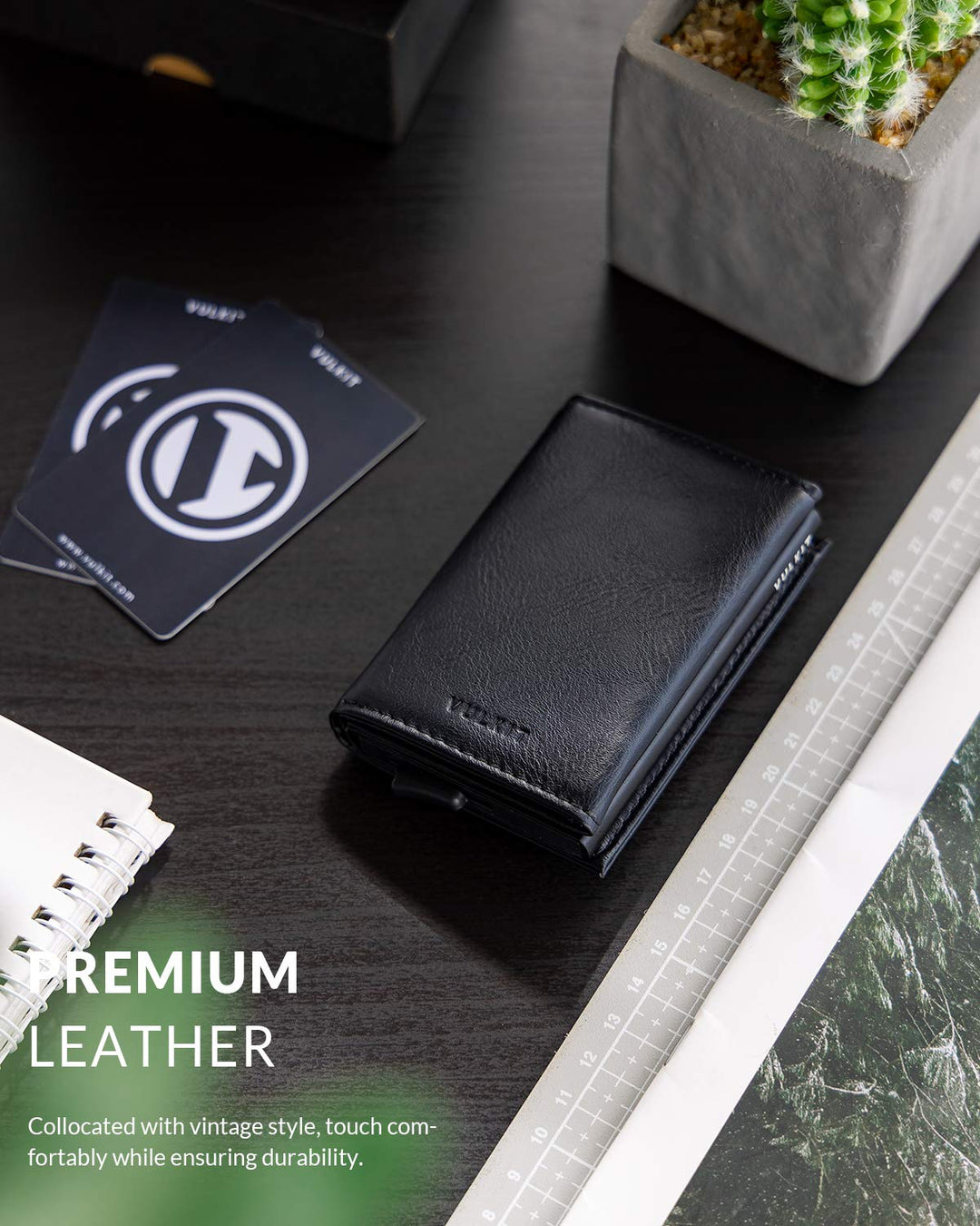 Pop up Wallet RFID Blocking Leather Credit Card Wallet with Banknote Compartment, ID Window &amp; Coin Pocket (Black)