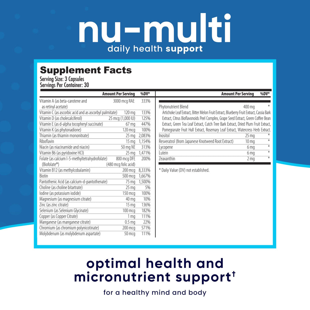 Nu-Multi Foundational Micronutrient Support Dietary Supplement, 90 Capsules