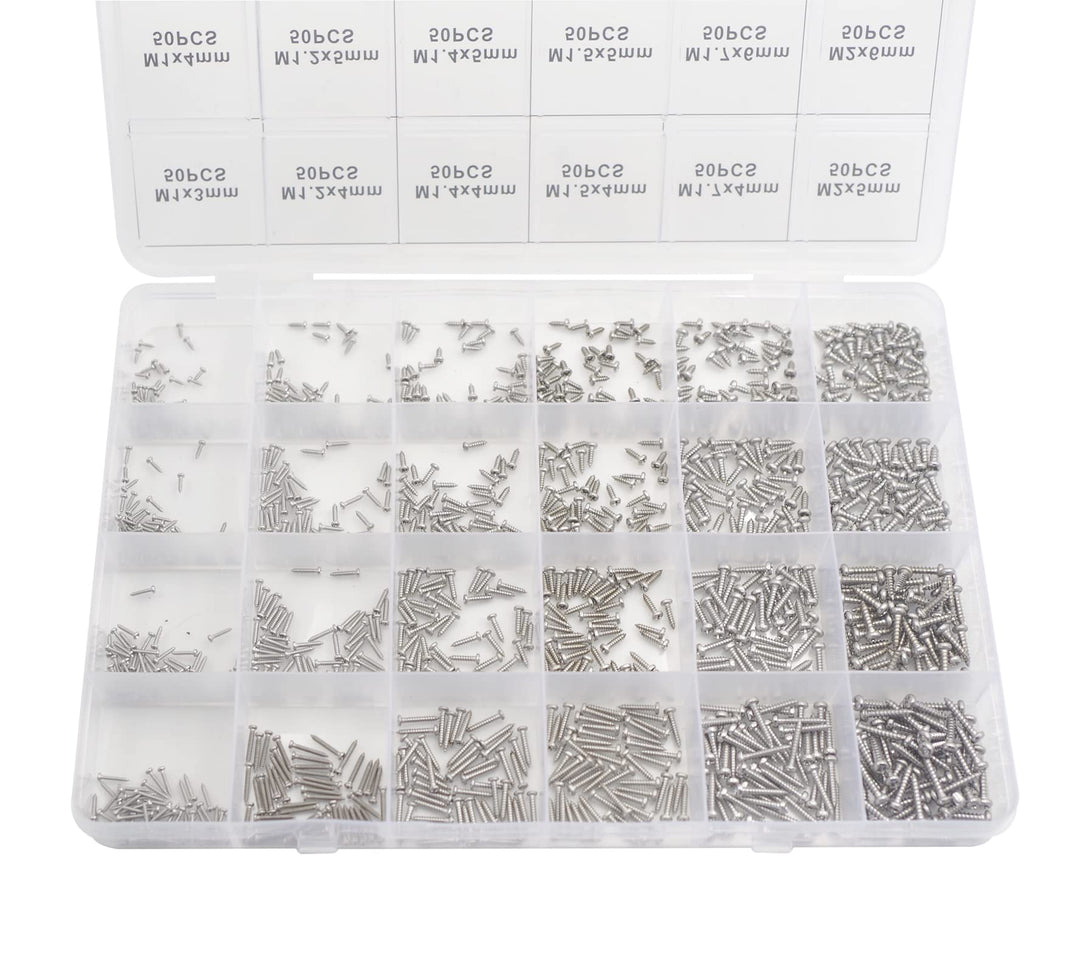 24 Kinds M1 M1.2 M1.4 M1.5 M1.7 M2 304 Stainless Steel Phillips Pan Head Small Self Tapping Screws Assortment Kit