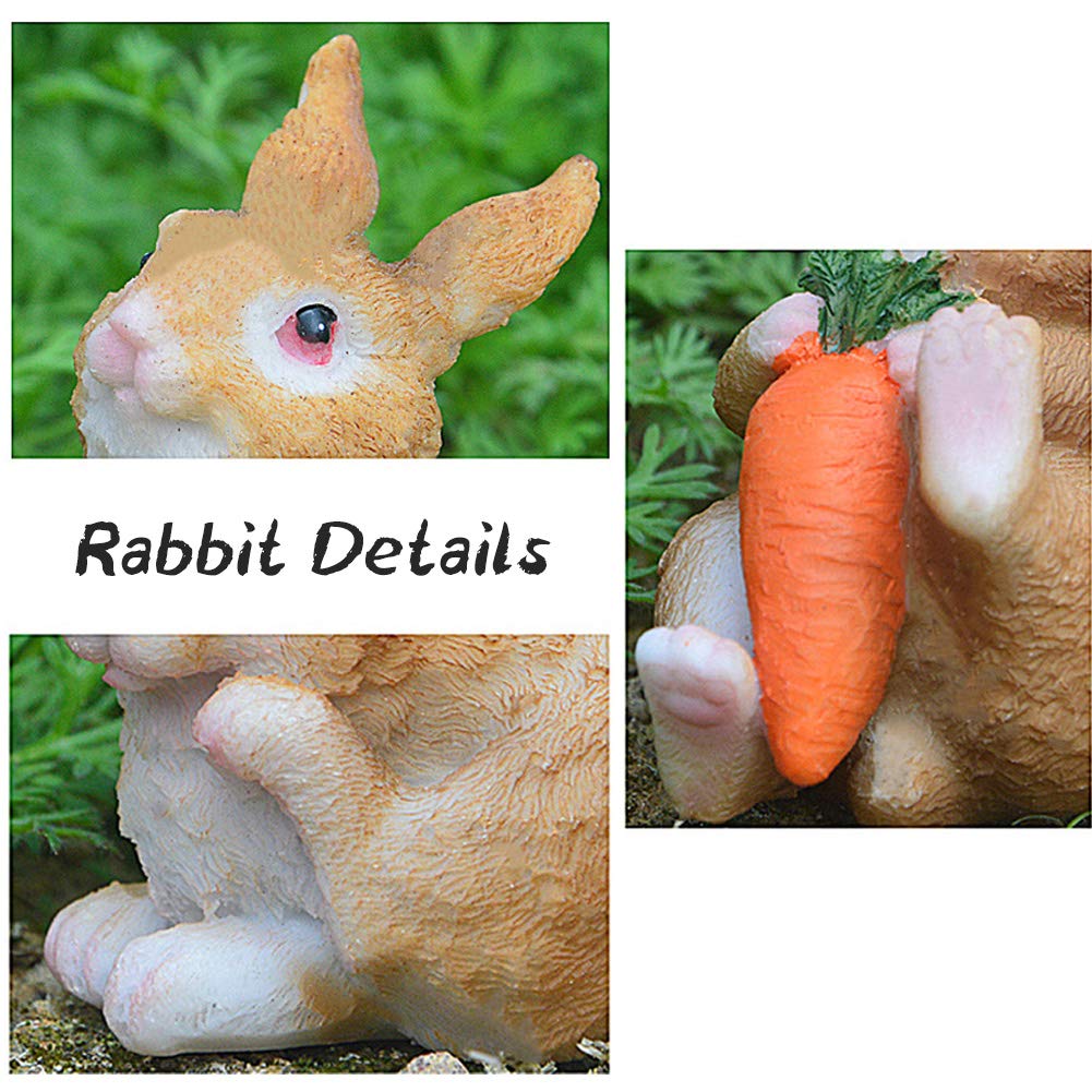 Miniature Bunnies 3 Pcs Fairy Garden Rabbit Figurines Easter Bunnies Statue Micro Landscape Decoration Plant Flower Pots Ornaments