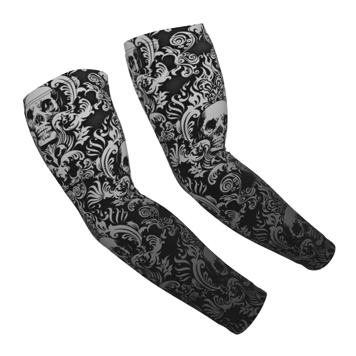 Halloween Gothic Skull Black UV Sun Protection Cooling Arm Sleeves for Men &amp; Women Youth,Compression Athletic &amp; Sports Sleeve One Size