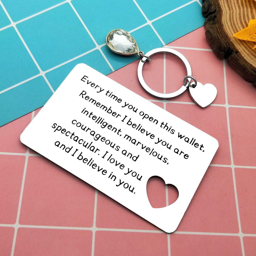 Engraved Wallet Card Inserts Inspirational Gift Mini Love Note Insert Card Encouragement Gift for Son Daughter Christmas Birthday Motivational Gifts for Men Valentine Present for Girl/Boyfriend Gifts