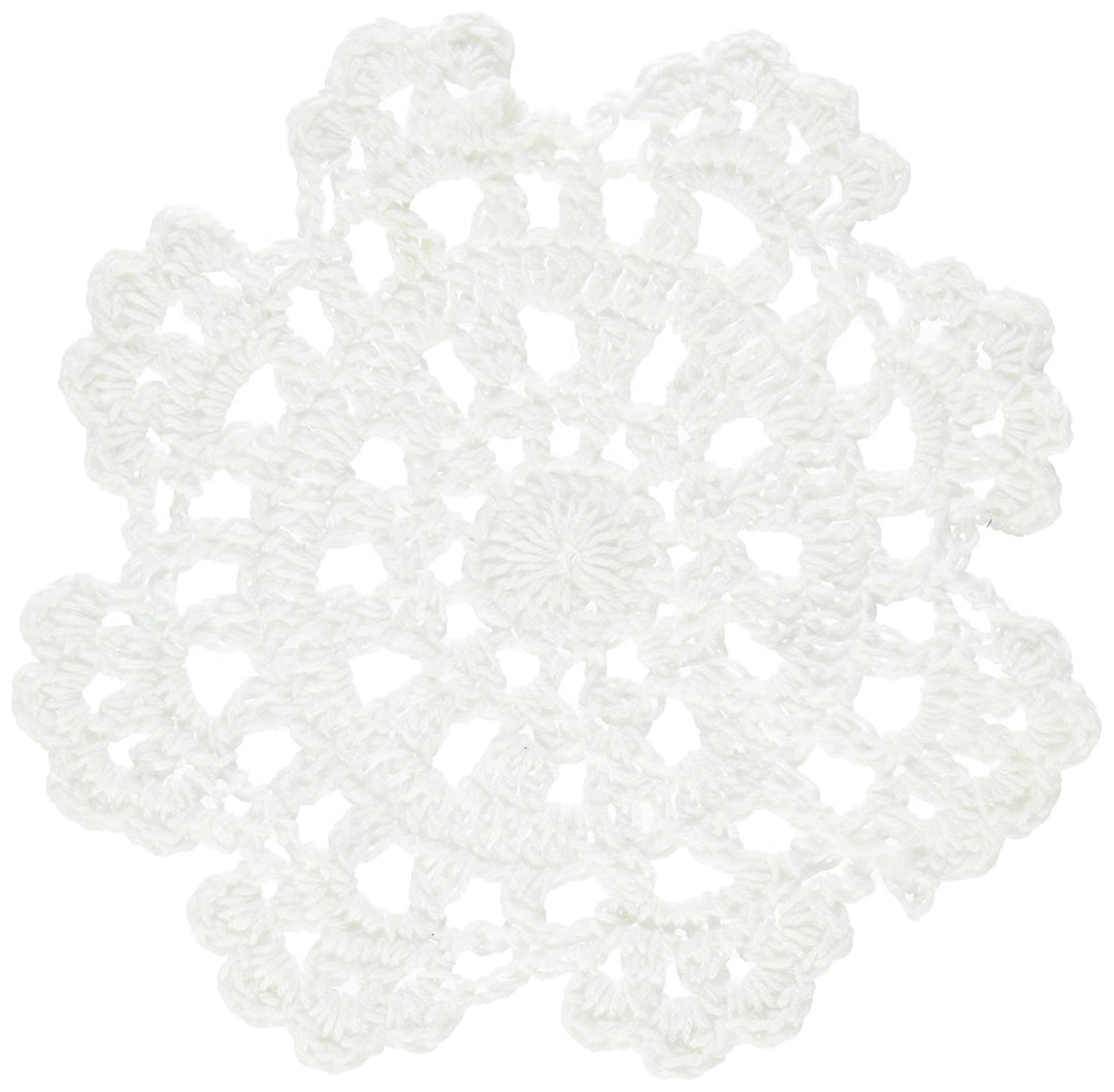 Small Handmade Crochet Round Cotton Lace Table Placemats Doilies for Cup/Glass Value Pack [Set of 4], Medallion, 5 inch, White