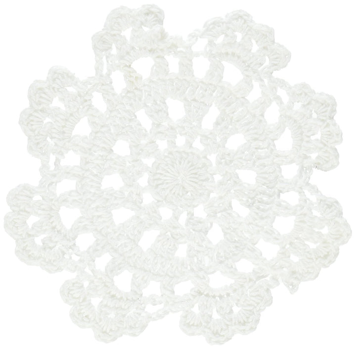 Small Handmade Crochet Round Cotton Lace Table Placemats Doilies for Cup/Glass Value Pack [Set of 4], Medallion, 5 inch, White