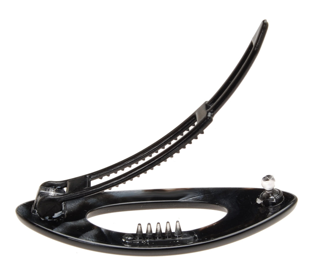 Nacro Black : Mini Cutout Oval on Plastic Tige Boule Barrette - Nacro Black