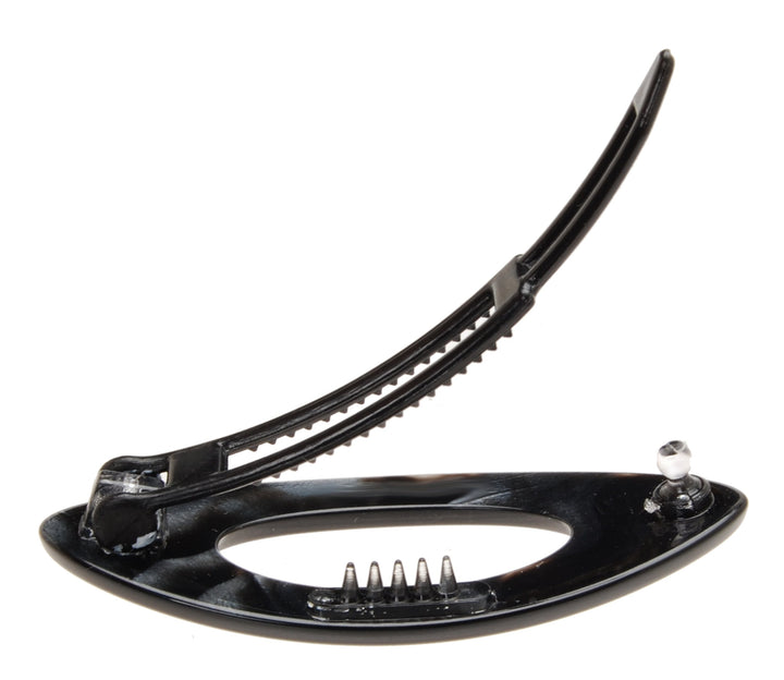 Nacro Black : Mini Cutout Oval on Plastic Tige Boule Barrette - Nacro Black
