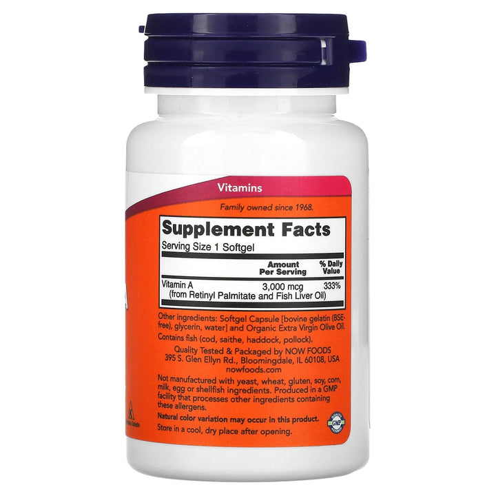 Now Foods Vitamin A 10,000 IU 100 Sgels