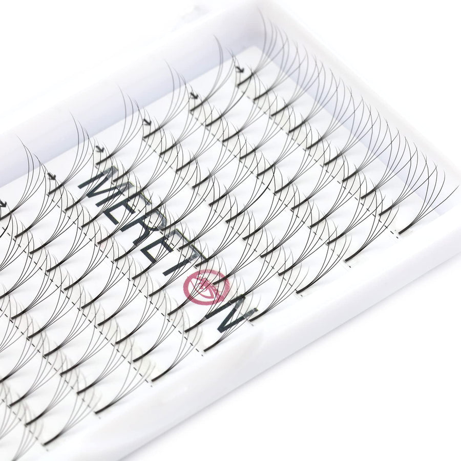 Premade Fans Volume Eyelash Extensions 3D 0.10mm C Curl 8-15mm Mixed Tray,Long Stem Cluster Natural Soft Individual Volume Eyelashes Extension (3D-0.10C-8-15mix)