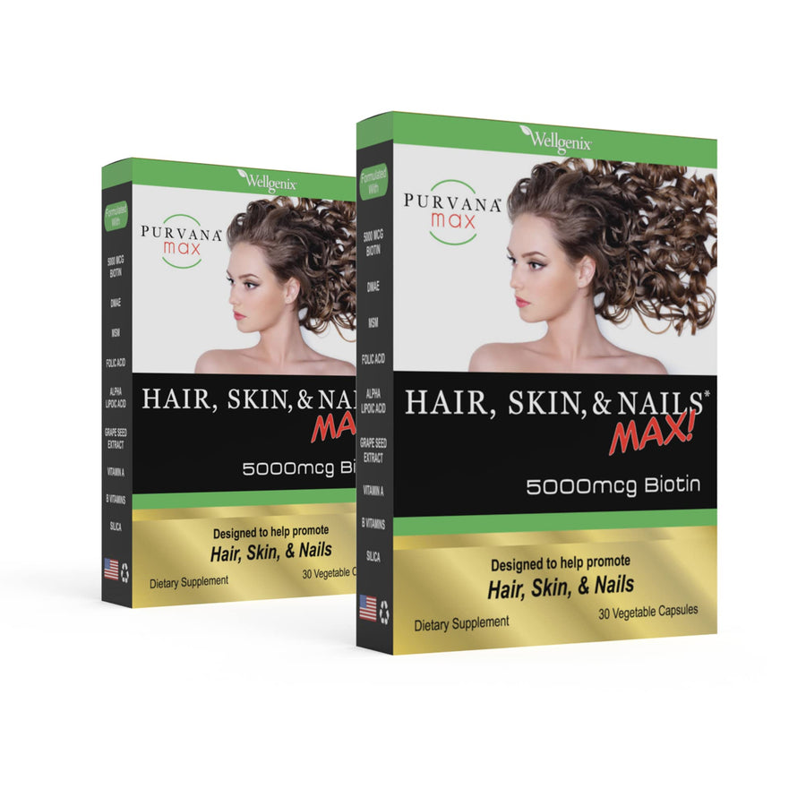 Purvana Max Hair, Skin, and Nails Vitamin - 5000mcg Bio