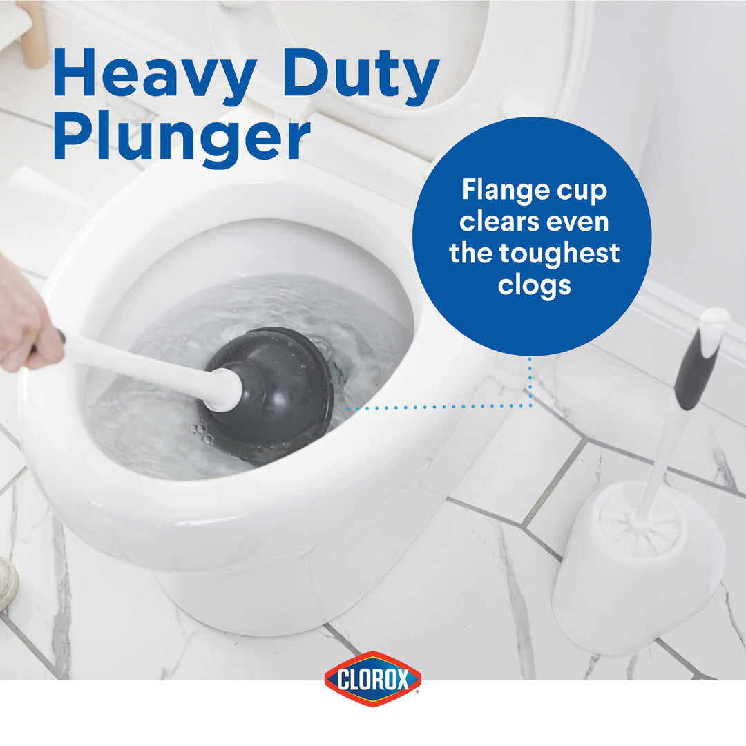Clorox Toilet Bowl Brush &amp; Plunger Combo Set wi