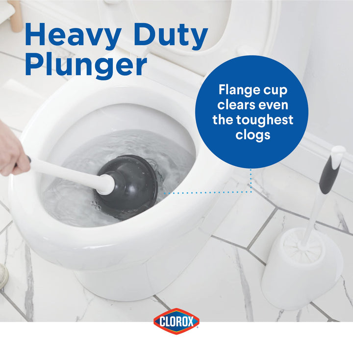 Clorox Toilet Bowl Brush &amp; Plunger Combo Set wi