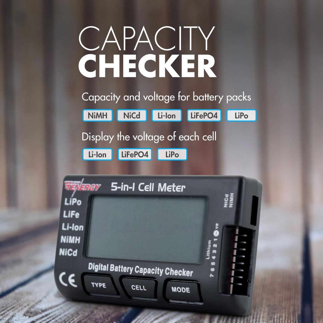 Tenergy 5-in-1 Battery Meter, Intelligent Cell Meter Di