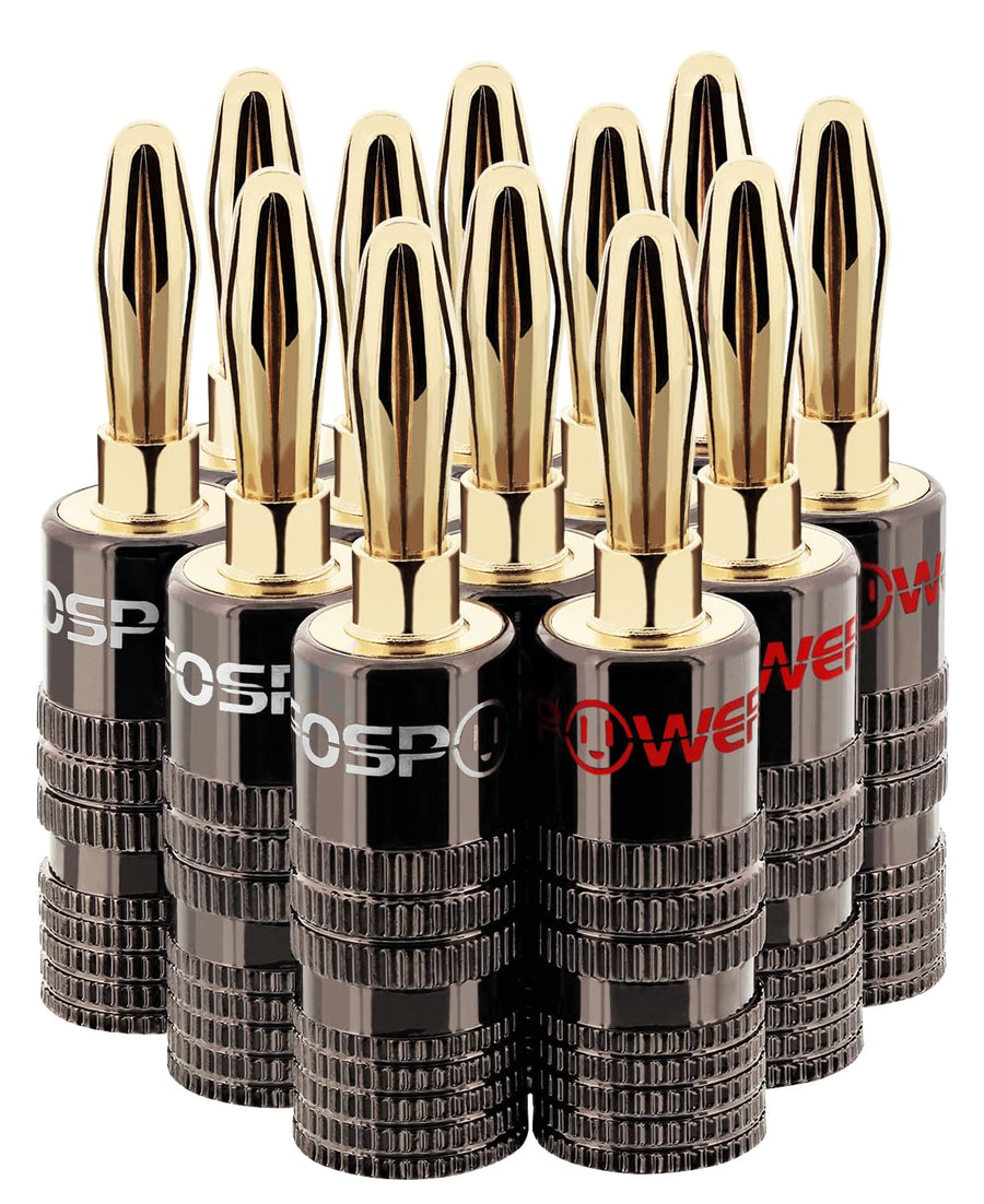 FosPower Banana Plugs 6 Pairs / 12 pcs, Closed Screw 24