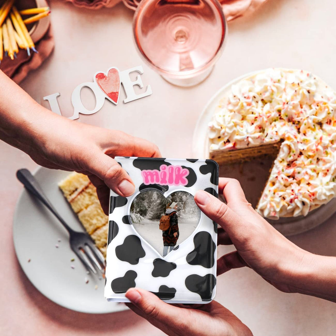 Mini Photo Album 3 Inch Love Heart Hollow Kpop photocard Binder Name Card Book Photo Album Instax Scrapbook Album Collect Book Card Photocard ID Holder 40 Pockets (Black)