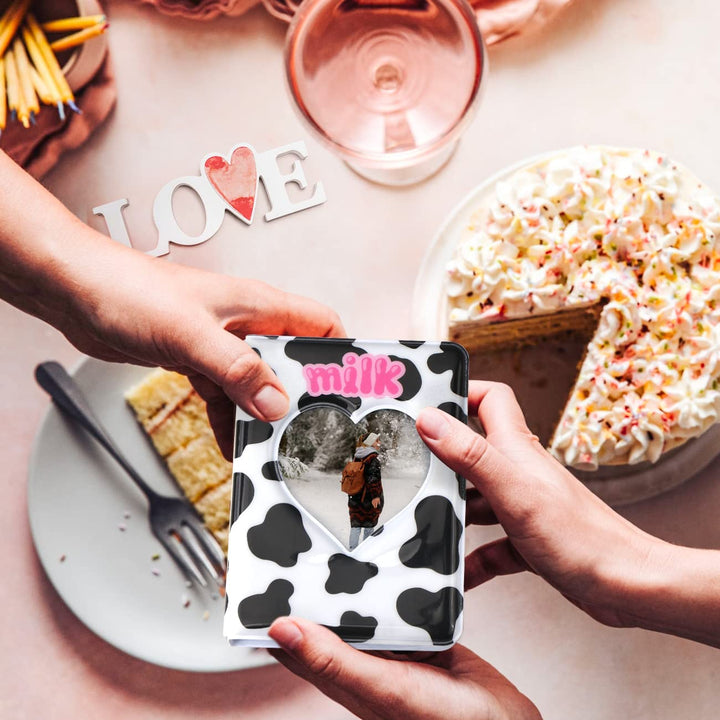 Mini Photo Album 3 Inch Love Heart Hollow Kpop photocard Binder Name Card Book Photo Album Instax Scrapbook Album Collect Book Card Photocard ID Holder 40 Pockets (Black)