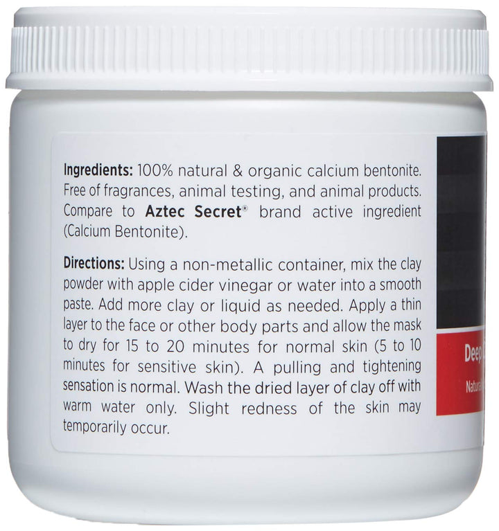 Deep Cleansing Face &amp; Body Mask Powder | 100% Natural &amp; Organic Calcium Bentonite Clay (also known as Montmorillonite Clay) | 16 oz