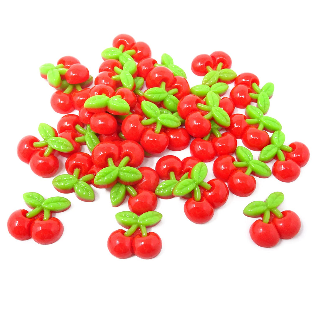 30PCS Red Cherry Flatback Resin Charms Cartoon Small Cherry Slime Charms Appealing Fruit Resin Embellishments Cute Sweet Fruit Food Resin Cabochons Decoration Accessories