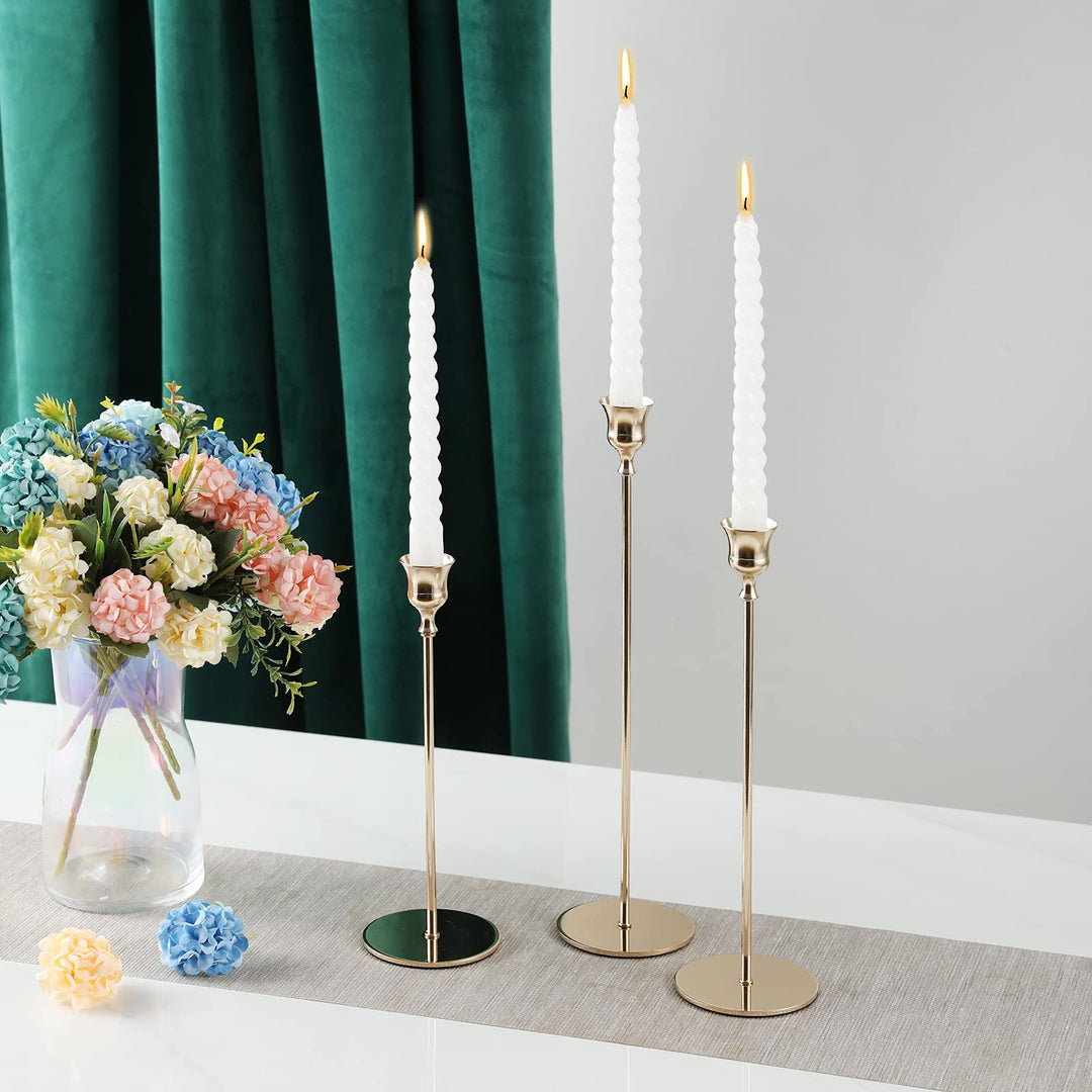 Creatyi 6 PCS Candle Holders Candlestick Holders Decorative Candlestick Holder Taper Candle Holder for Wedding, Dinning, Party,Home Decor,Birthday (Long Set,Gold)