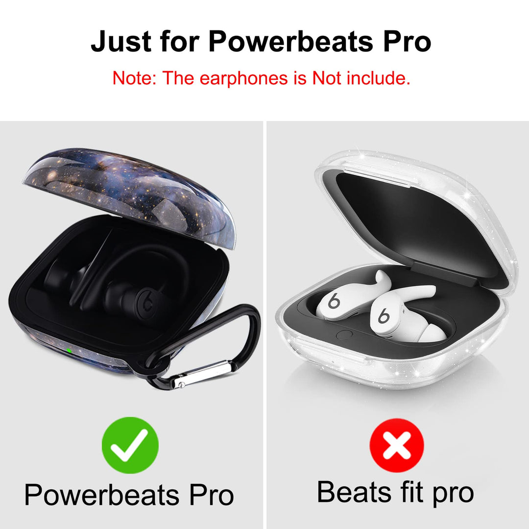 V.R.Hope Case Compatible with Powerbeats Pro Case Cover, Upgraded Anti-Lost &amp; Shockproof Protective Case with Carabiner for Beats Powerbeats Pro (Galaxy Black)
