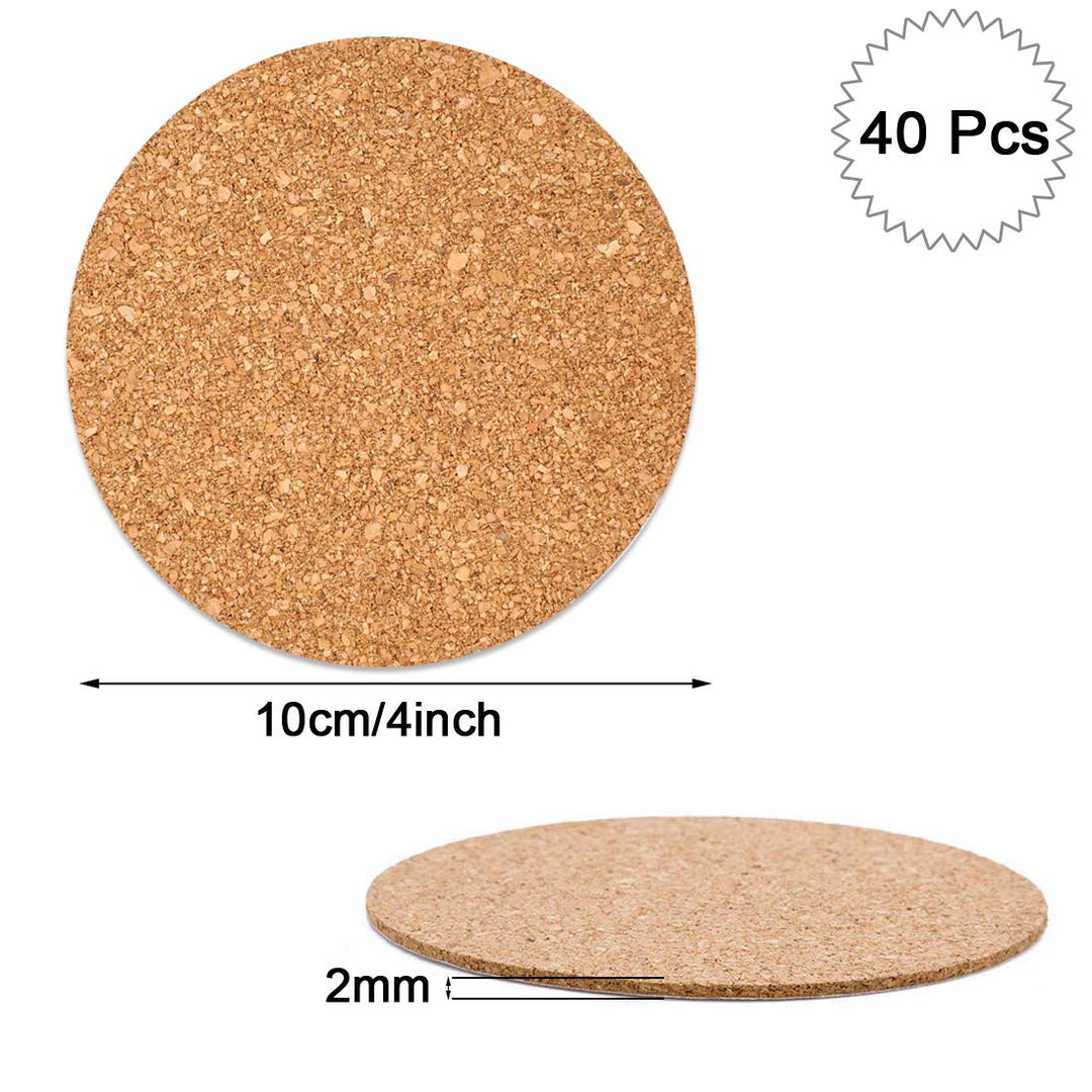 Self-Adhesive Cork Circle 40 PCS 4 Inch Diameter Cork M