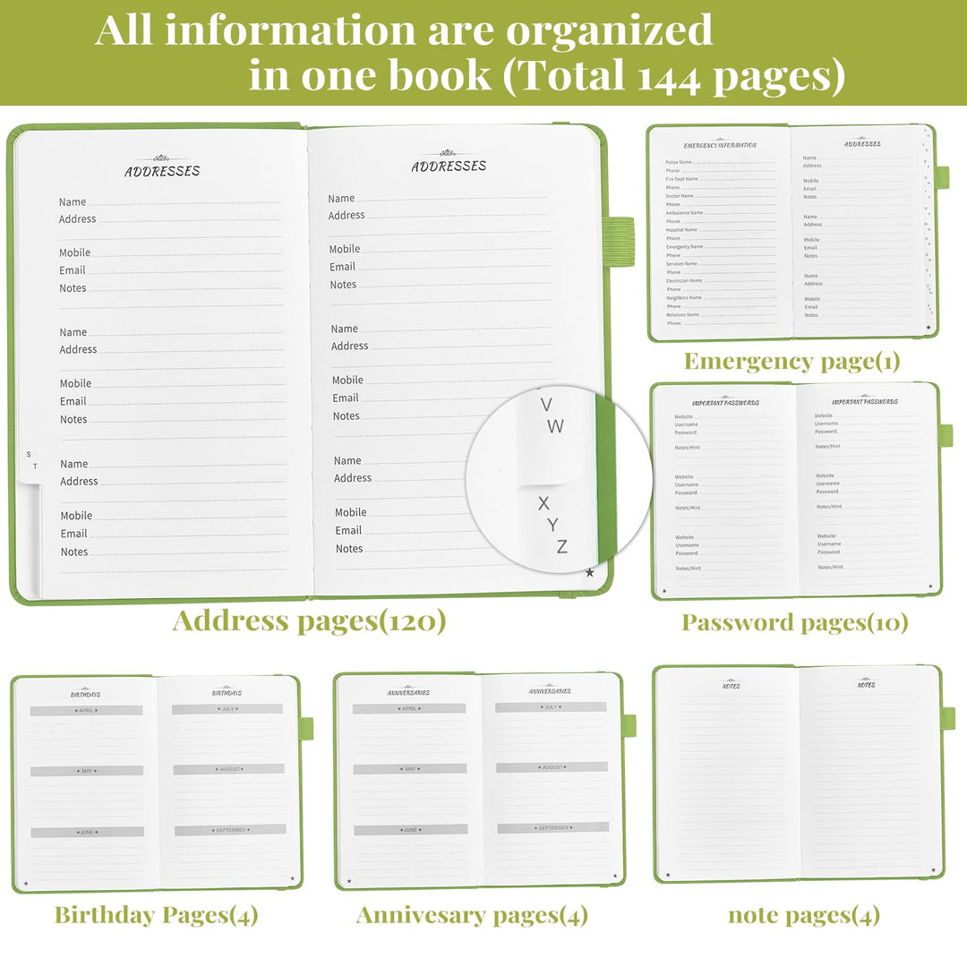 JUBTIC Address book with Alphabetical Tabs, Hardcover P