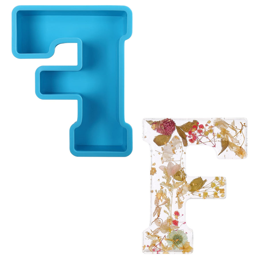 Large Letter Resin Molds, 6 Inch 3D Silicone F Capital 