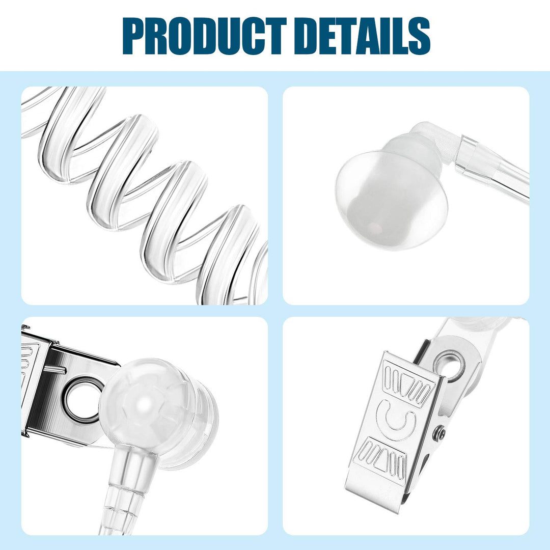 8 Pieces Ear Piece Toys Security Headset Earpiece Agent Earpiece Costume Prop Earpiece Headphones, Snap Replacement Acoustic Tube for 2-Way Radio Audio Headsets